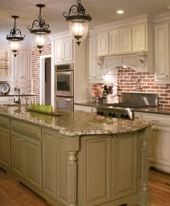 Kitchen with brick design