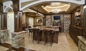 basement - kitchen, bar, media room, gym