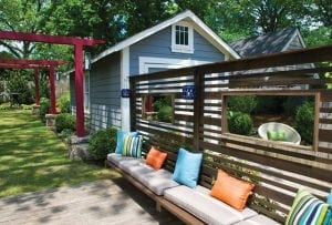 Landscape with builtin bench