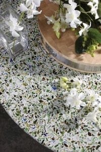 Vetrazzo Recycled Glass Countertops - with green, blue, brown, yellow specs of glass