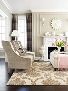 Patterned Area Rug in Neutral Room