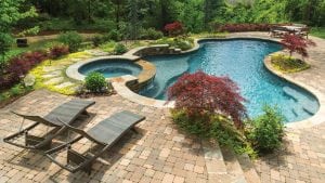 Gunite pool with Blue Pebble Tech Finish - Landscape Studio and Satori Homes