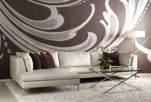 Bison White Leather and Brushed Stainless Steel Legs Inspiration Sectional by Cantoni