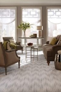Blue chic accent rug in stylish living room