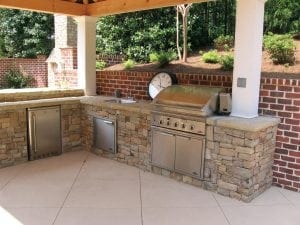 Outdoor kitchen grill, stone