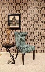 Home design and decor with 2014 trend - straight, clean lines in furniture and wall paper that is easy to install and remove