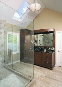 Bathroom with shower and vanity