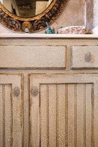 Vanity-faux vanity with beautiful jeweled knobs