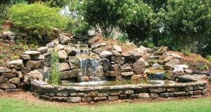 Waterfall-and-stacked-stone-pond