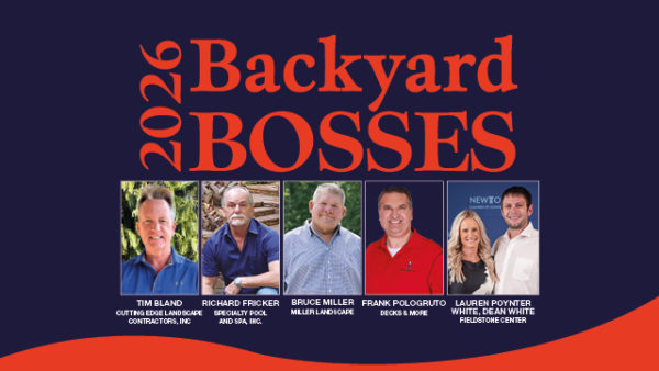 2026 Backyard Bosses featuring landscaping by Cutting Edge, deck building by Decks & More, pools by Miller Landscape and stone supplies from Fieldstone Center.