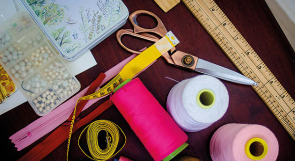 Promo for creative art classes at Spruill Center for the Arts in Dunwoody, featuring sewing supplies.