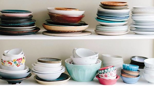 Estate sale featuring plates and bowls